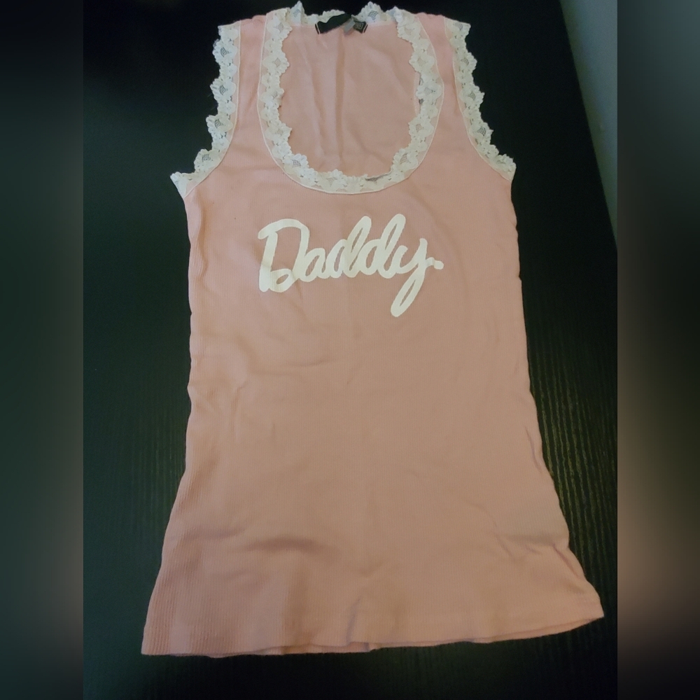 Lip Service 24 Hours Daddy Pink Tank Top with Lace Trim